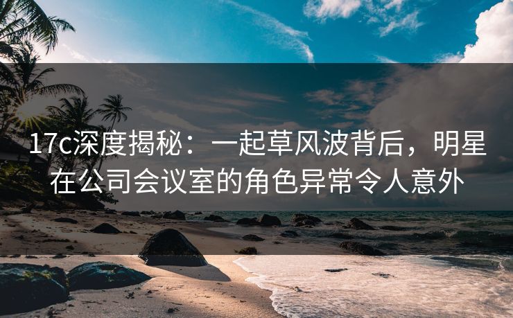 17c深度揭秘：一起草风波背后，明星在公司会议室的角色异常令人意外