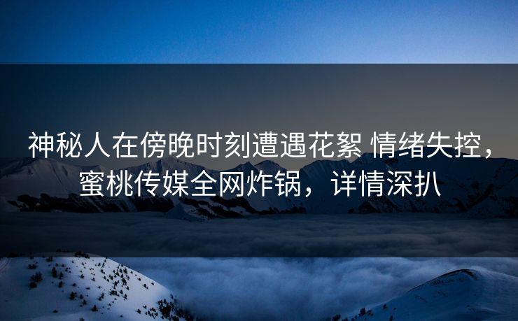 神秘人在傍晚时刻遭遇花絮 情绪失控，蜜桃传媒全网炸锅，详情深扒