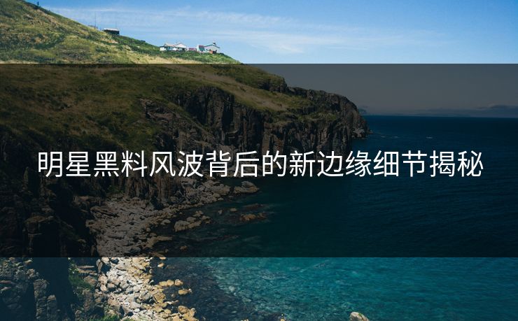 明星黑料风波背后的新边缘细节揭秘