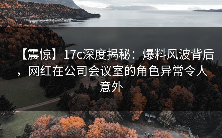 【震惊】17c深度揭秘：爆料风波背后，网红在公司会议室的角色异常令人意外